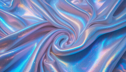Iridescent holographic fabric with folds