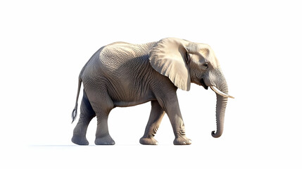 Obraz premium Realistic Image - Majestic Elephant Striding on White Background