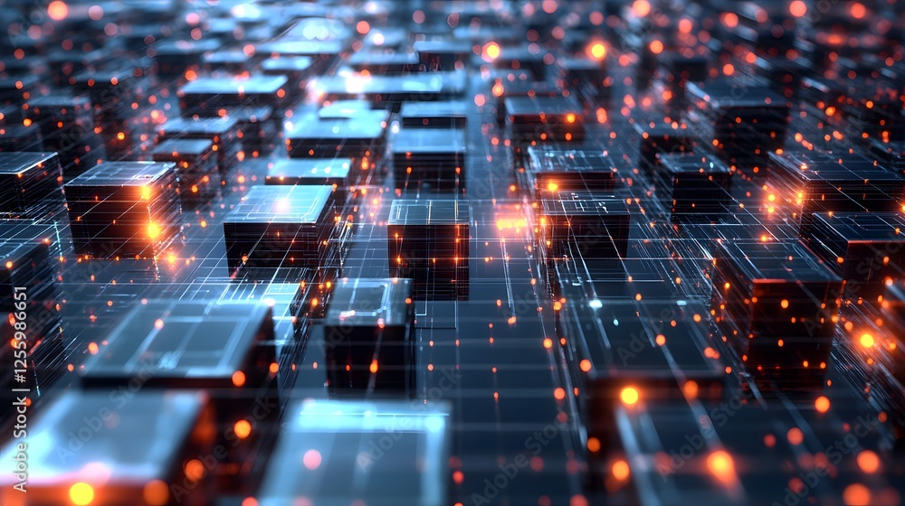 Aufkleber illuminated cubes network digital data system