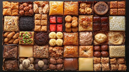 Exquisite assortment of assorted middle eastern sweets, delectable desserts
