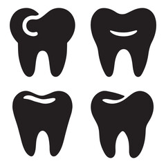 Tooth icon shape silhouette vector on white background.
