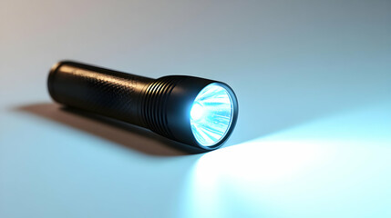 Realistic 3D Illustration Flashlight Beam Light Darkness Shine LED Tool