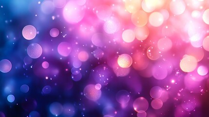 A blurred, ethereal background featuring pastel neon shades of pink, purple, and mint blue with a holographic metallic foil texture. An abstract, futuristic rainbow design evoking a disco, rave, or fe