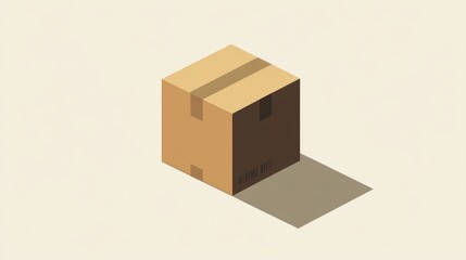 Obraz premium Isometric Cardboard Box on Light Beige Background