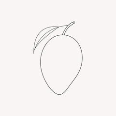 Hand drawn outline coloring of mango fruit