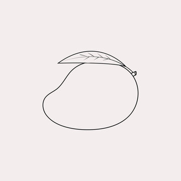 recommend clip art: Hand drawn outline coloring of mango fruit.