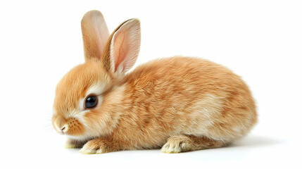 Obraz premium Photo - Adorable Baby Rabbit, Orange Fur, White Background