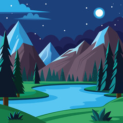 Fototapeta premium winter landscape with forest and mountains