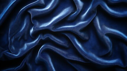 Obraz premium Deep Blue Velvet Draped Fabric Texture Background