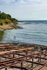 Fishermen village at the shores of Black Sea, Bulgaria. Partial details view. Europe, EU, fishing industry
