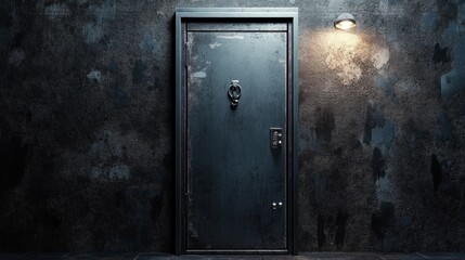 Mysterious Metal Doorway in a Dark Alley