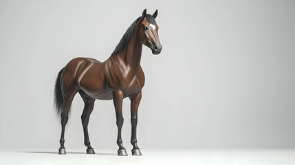 Obraz premium 3D Horse Illustration - Majestic Bay Horse in Studio Setting
