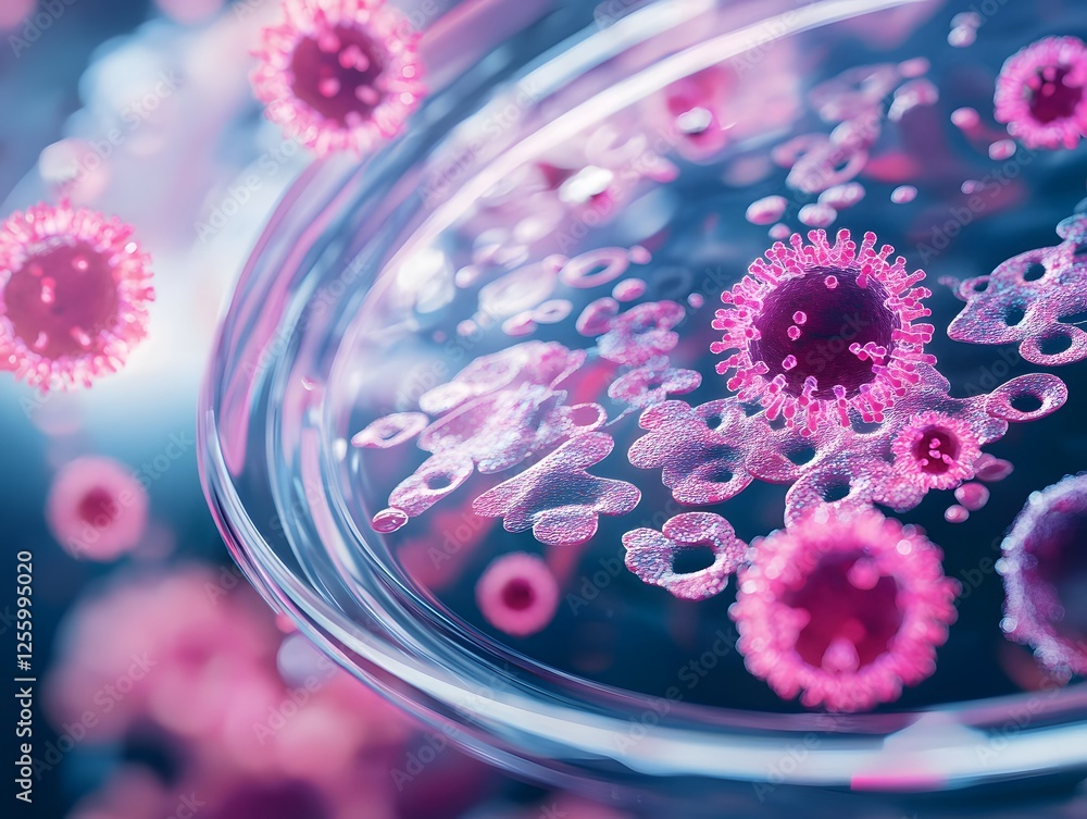 Leinwandbilder abstract close-up view of colorful virus cells in laboratory setting