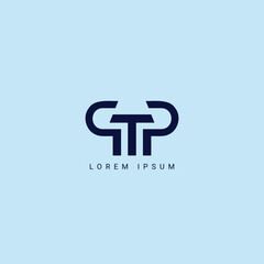 Fototapeta premium Modern alphabet letter QTP PTQ unique logo vector template illustration TQP Logo