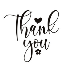Thank you typography design on plain white transparent isolated background for card, shirt, hoodie, sweatshirt, apparel, tag, mug, icon, poster or badge