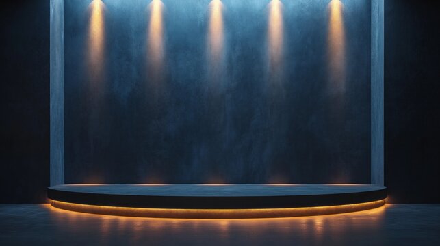 Modern office podium with dramatic lighting for professional presentations and events design