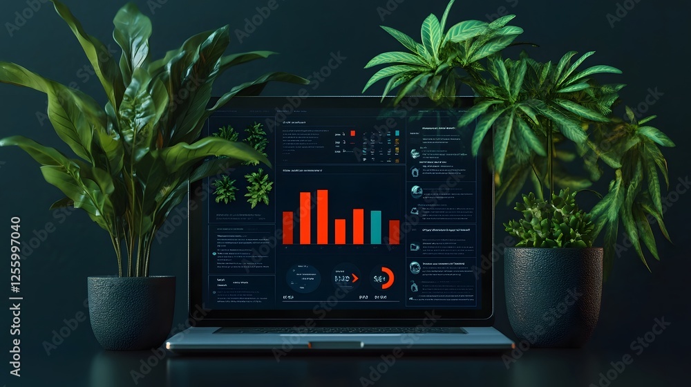 Poster abstract digital dashboard for analyzing consumer profile metrics and habits