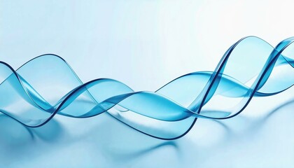 Elegant glass ribbons flowing in serene blue hues on a soft gradient background