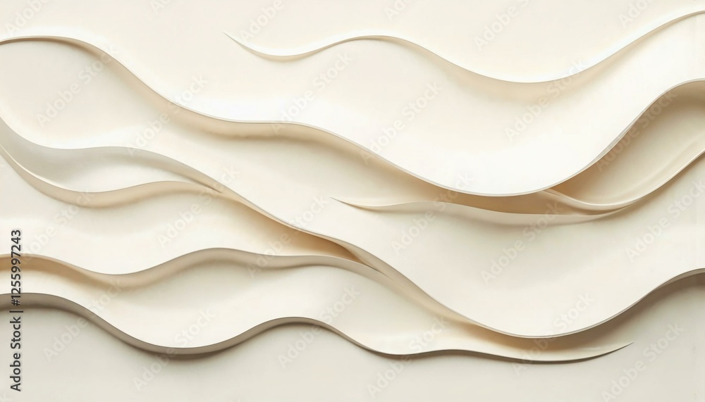 Poster minimalist composition of layered cream textures emphasizing depth and simplicity