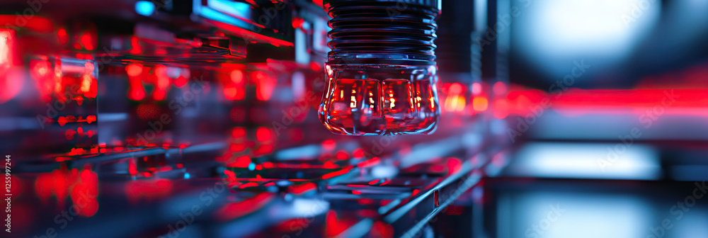 Poster transparent bulb and illuminated metallic structure