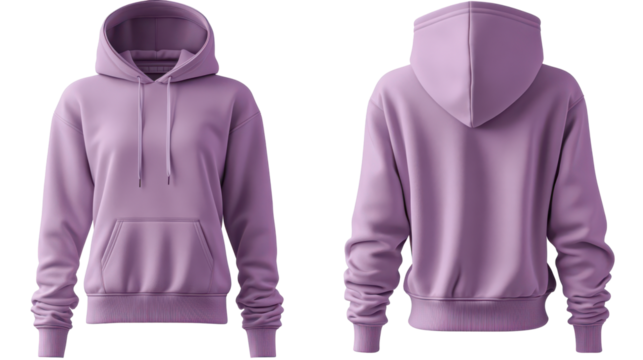 Stylish Lavender Hoodie Template for Casual Wear and Fashion Accessory Isolate On Transparent background, cutout, png
