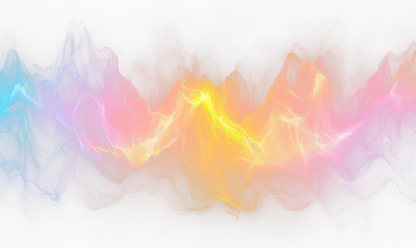 Rainbow light, abstract wave with light trails isolate on transparent background, cutout, png