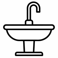 Sink Icon Vector Outline on white background.