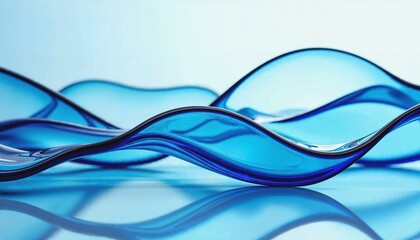 Creative abstract art featuring smooth glass curves in tranquil blue tones
