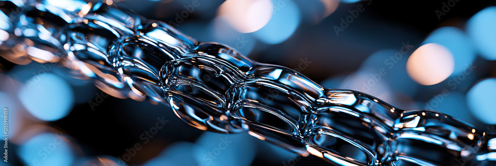 Poster close-up photograph of translucent interlocking chain