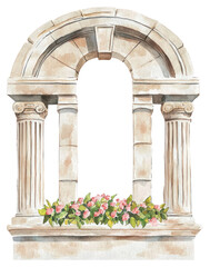 Obraz premium PNG An ancient Greek window architecture building blossom.