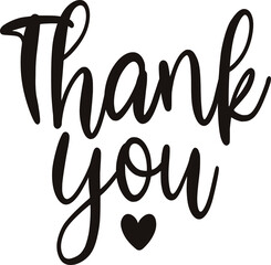 Thank you typography design on plain white transparent isolated background for card, shirt, hoodie, sweatshirt, apparel, tag, mug, icon, poster or badge