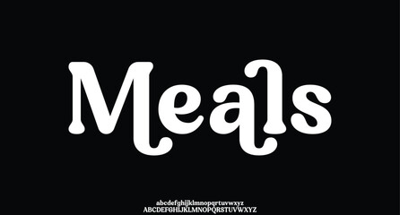Meals, Luxury alphabet letters font. Typography elegant wedding classic lettering serif fonts decorative vintage retro. vector illustration 
