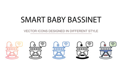 Smart Baby Bassinet icon design with white background stock illustration