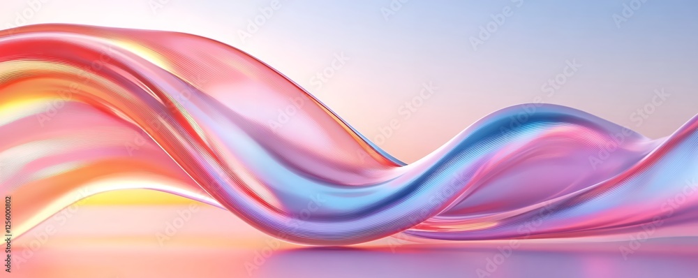Poster abstract colorful iridescent waves flow smoothly creating a dynamic, vibrant background