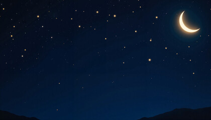 Serene night sky with golden stars and crescent moon, peaceful wishes