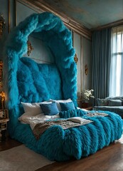 blue and white modren bedroom