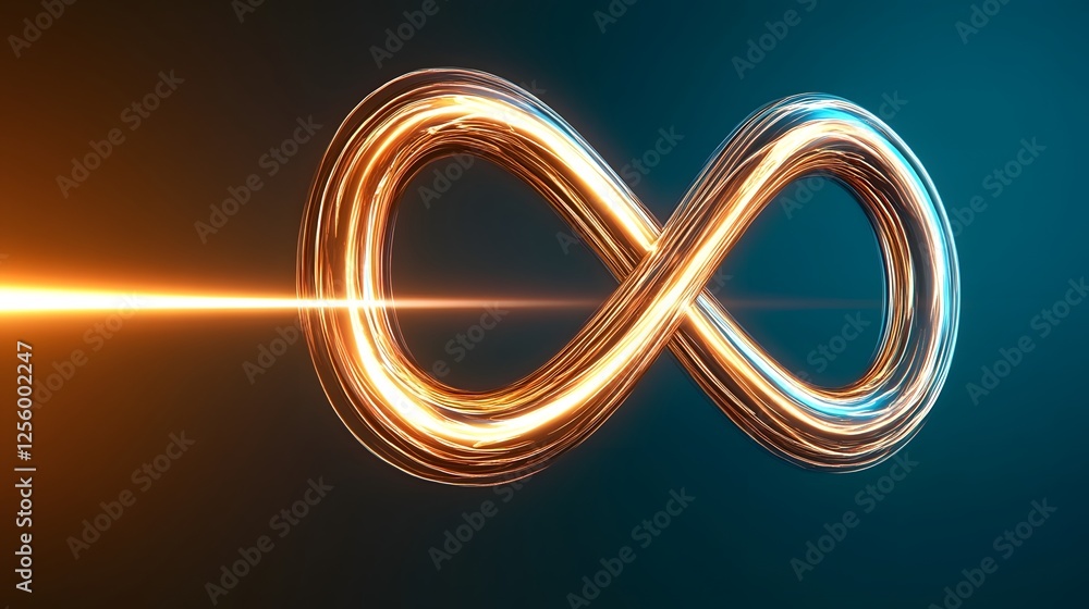 Poster bright luminous infinity loop symbol representing timeless possibilities and endless potential in