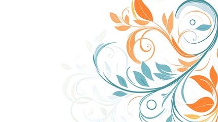 Abstract Floral Design with Swirling Lines and Leaves