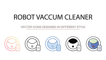 Robot Vaccum Cleaner icon design with white background stock illustration