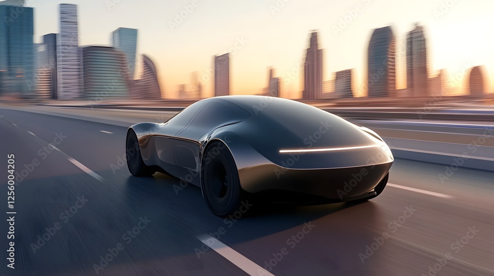Poster sleek automated vehicle with precision lubrication systems highlighting the future of transportation
