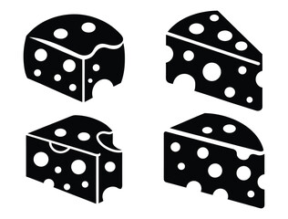 Cheese Glyph Icon Vector Silhouette On White Background