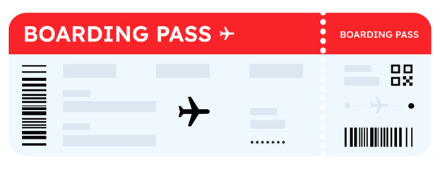 Boarding pass vector illustration. Two air plane tickets template. Airline flight pass concept. Blue departure document. Blue airplane tickets design. Blank boarding pass template isolated.