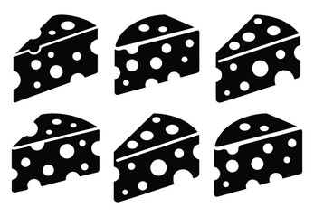 Cheese Glyph Icon Vector Silhouette On White Background