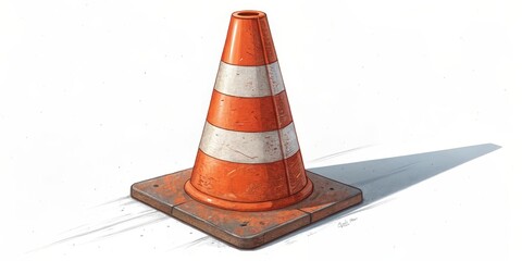 Orange Traffic Cone on White Background