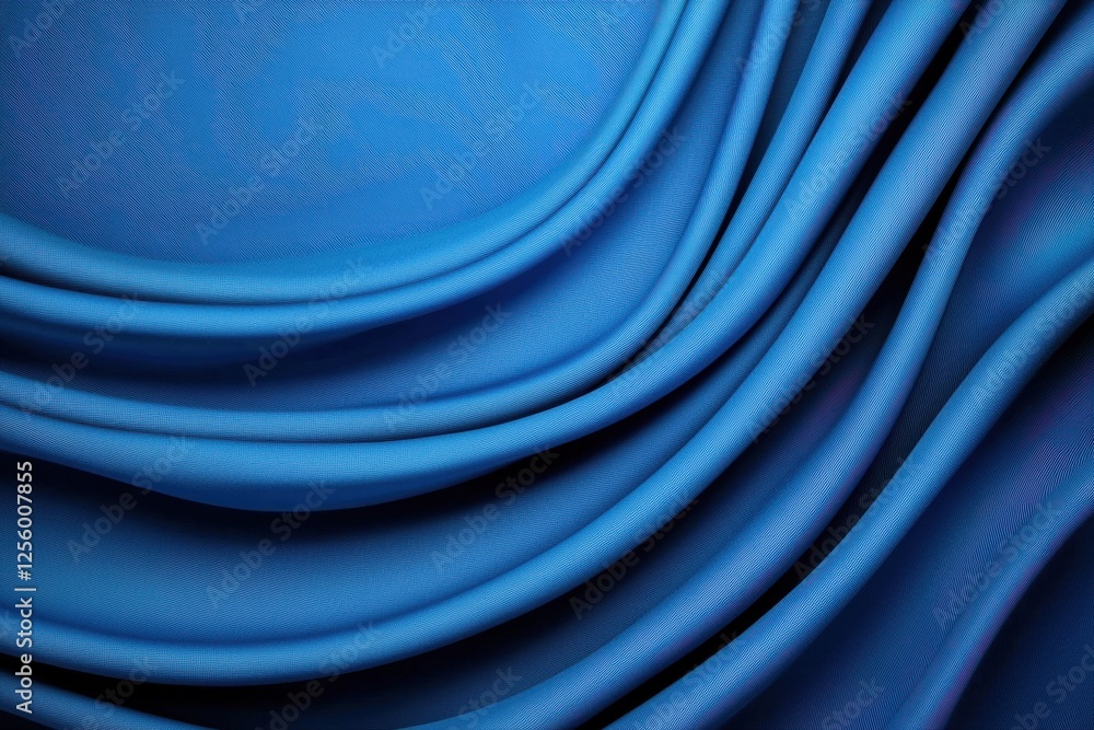 Aufkleber Smooth blue fabric waves create an abstract pattern with a gradient effect, transitioning from dark to light, evoking a sense of motion and fluidity