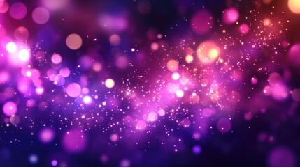 Violet bokeh light background, Abstract purple blurry unfocused sparkle glitter purple bokeh background wallpaper with copy space. Sparkling purple dust abstract violet luxury decoration background.