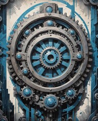 Obraz premium Background with abstract deformed gears. Design for games and books.