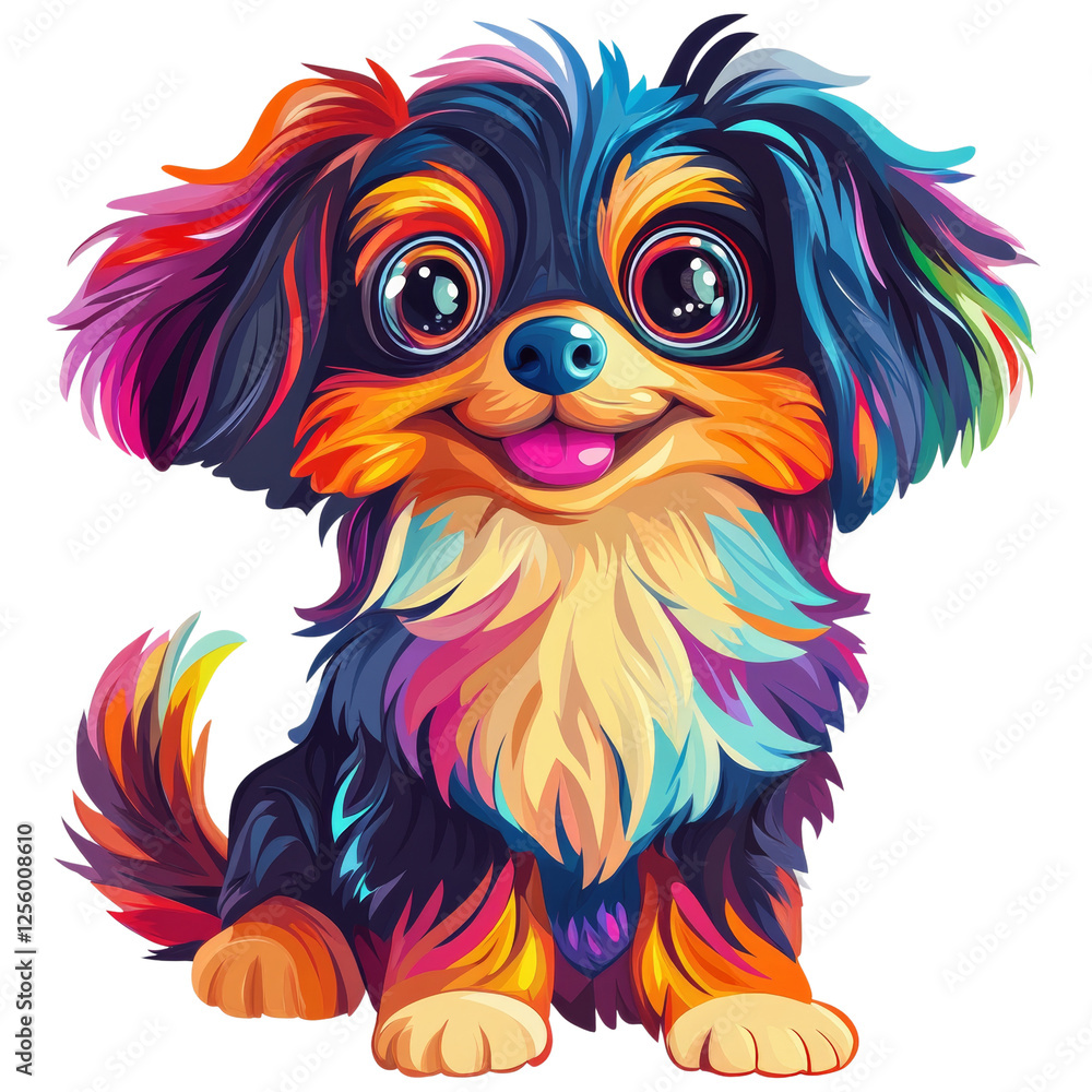 Aufkleber vibrant canine fantasy a joyful spectrum of colors in playful art