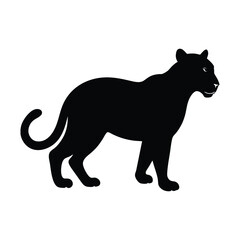 Leopard Tiger silhouette vector illustration on white background.