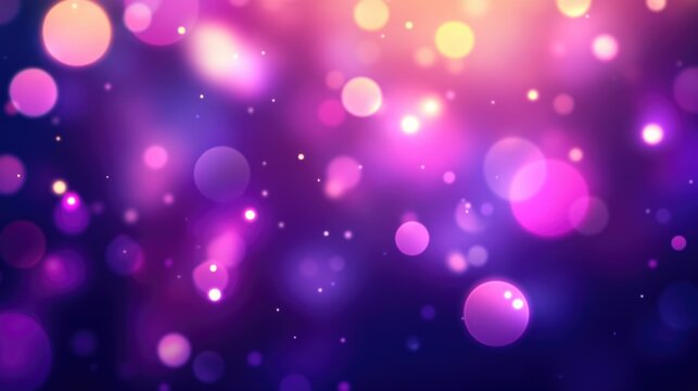 Violet bokeh light background, Abstract purple blurry unfocused sparkle glitter purple bokeh background wallpaper with copy space. Sparkling purple dust abstract violet luxury decoration background. - Powered by Adobe